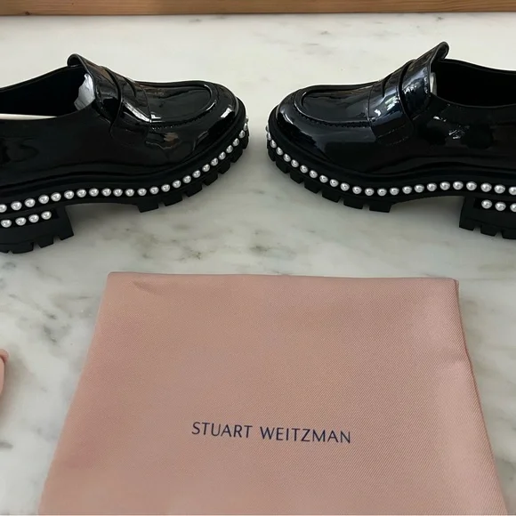 Stuart Weitzman SOHO PEARL LOAFER Black Pearl-Embellished Size 6 NWT - Picture 6 of 11
